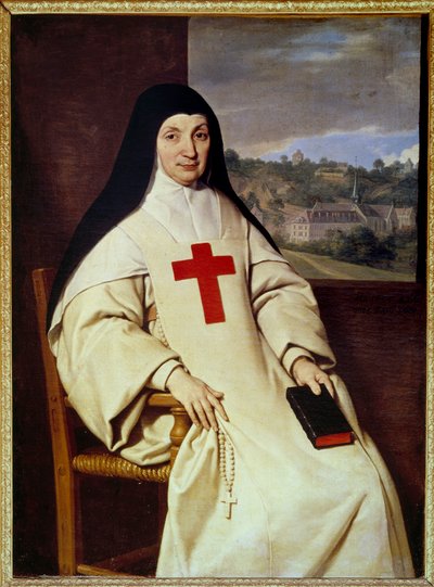 Retrato de Madre Angelique Arnauld Jacqueline Marie Arnauld dit Angelique Arnauld (1591-1661), abadessa de Port Royal des Champs (Port-Royal-des-Champs), figura do jansenismo francês" Pintura de Philippe de Champaigne (1602-1674) de Philippe de Champaigne