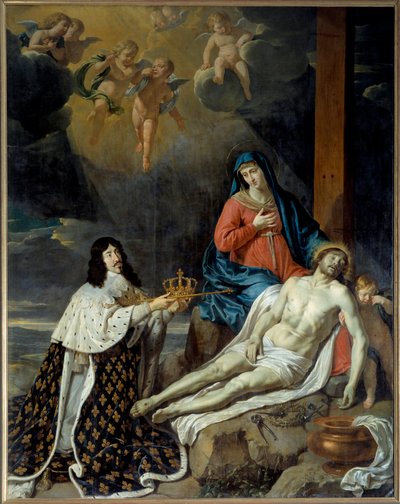 O voto de Luís XIII à Virgem (com o Cristo morto). Pintura de Philippe De Champaigne (1602-1674) de Philippe de Champaigne