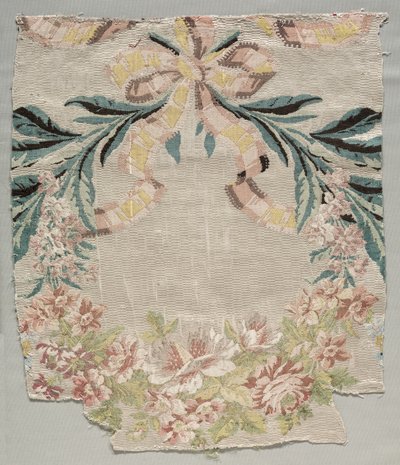 Fragmento de seda, parte de um painel chamado "Le panier fleuri" de Philippe de Lasalle