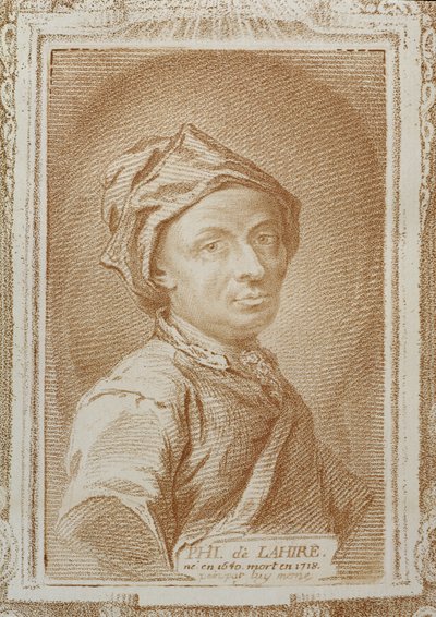 Auto-retrato de Philippe de la Hire (1640-1718), ilustração de "História dos matemáticos por Alexandre Saverien (1720-1805), publicado em Paris, 1766 de Philippe de la Hire