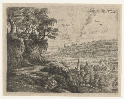 Paisagem com um homem, uma mulher e uma criança Oito paisagens após Lucas van Uden (título da série) de Philips Augustijn Immenraet