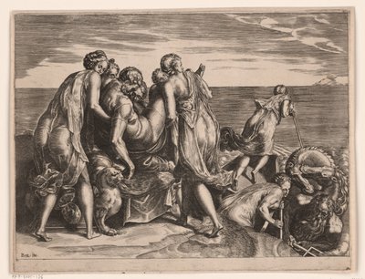 Os feácios levam o adormecido Ulisses para Ítaca de Philips Galle (attributed to)