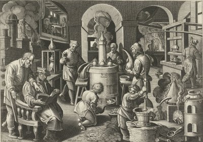 Destilação
Novas invenções e descobertas (título da série)
Nova Reperta (título da série) de Philips Galle (attributed to workshop of)