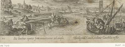 Colheita de mexilhão
Caça e pesca (título da série)
Venationes, Piscationes et Aucupii Typi (título da série) de Philips Galle (attributed to workshop of)