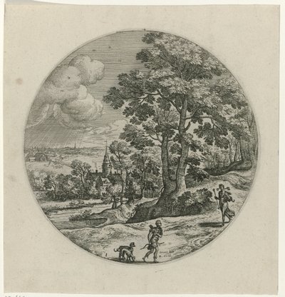 Procris schenkt Cephalus een magische pijl Cephalus en Procris (título da série) de Philips Galle (attributed to workshop of)