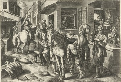 Estribos Novas invenções e descobertas (título da série) Nova Reperta (título da série) de Philips Galle (attributed to workshop of)