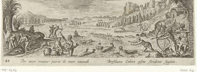 A pesca entre nativos americanos
Caça e pesca (título da série)
Venationes, Piscationes et Aucupii Typi (título da série) de Philips Galle (attributed to workshop of)