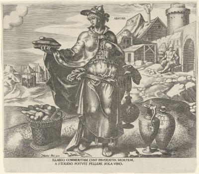 Abigael Abigail (título no objeto) Oito Mulheres Famosas do Antigo e do Novo Testamento (título da série) de Philips Galle