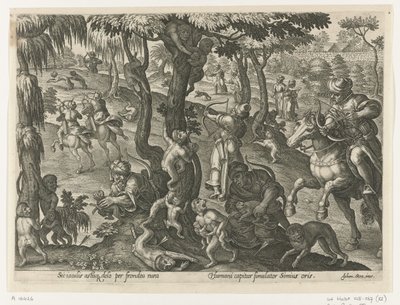 Apenjacht Jachttaferelen (título da série) Em que todo tipo de caça, caça e pesca (título da série) de Philips Galle
