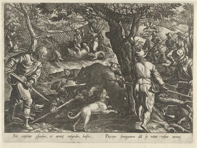 Berenjacht Jachttaferelen (título da série) Em que todo tipo de caça, caça e pesca (título da série) de Philips Galle
