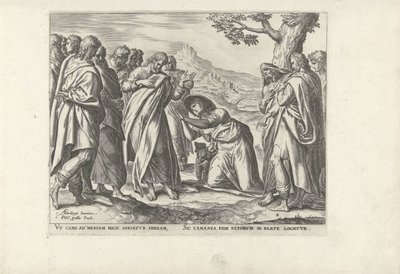 Cristo e a Mulher Cananéia Seis cenas com Cristo e mulheres dos Evangelhos (título da série) de Philips Galle