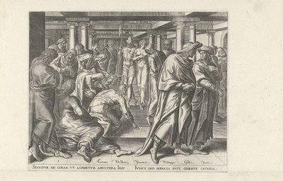 Cristo e a mulher apanhada em adultério Seis cenas com Cristo e mulheres dos Evangelhos (título da série) de Philips Galle