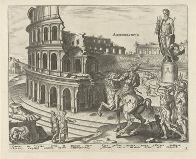 Coliseu em Roma Anfiteatro (título no objeto) As Oito Maravilhas do Mundo. (título da série) de Philips Galle