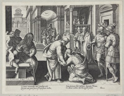 Cornélio ajoelhado diante de São Pedro de Philips Galle