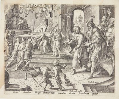 Daniel revelando a fraude dos sacerdotes de Bel de Philips Galle
