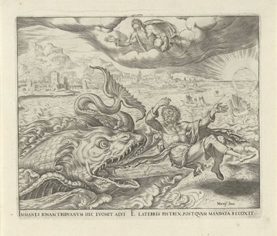 O peixe cospe Jonas na terra História de Jonas (título da série) de Philips Galle