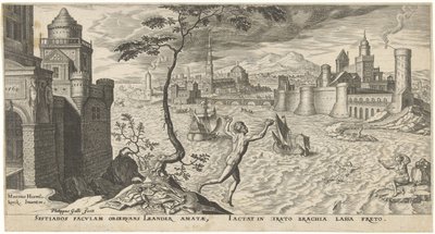 Herói um Leander de Philips Galle