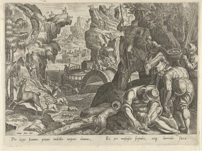 Jacht op gemzen Jachttaferelen (título da série) Em que todo tipo de caça, caça e pesca (título da série) de Philips Galle