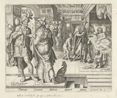 Jonadab aconselha Amnon
História de Tamar e Amnon (título da série) de Philips Galle