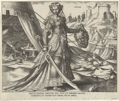 Judite Ivdith (título no objeto) Oito Mulheres Famosas do Antigo e do Novo Testamento (título da série) de Philips Galle
