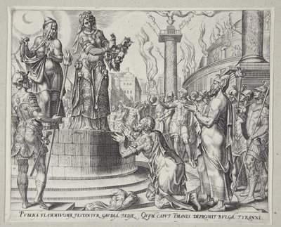 Judite exibindo a cabeça de Holofernes ao povo de Betúlia de Philips Galle