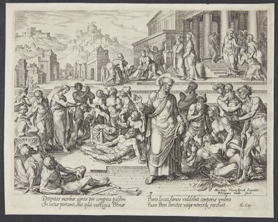 Petrus curando os doentes com sua sombra de Philips Galle