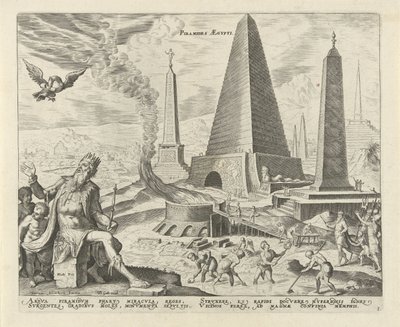 Pirâmides do Egipto
Pirâmides de Aegypti (título sobre o objecto)
As oito maravilhas do mundo (título da série) de Philips Galle