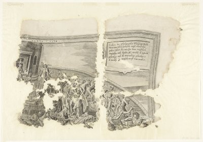 Canto superior direito de uma impressão da cena de Cebes
Tabula Cebetis Carta Vitae (título sobre o objecto) de Philips Galle