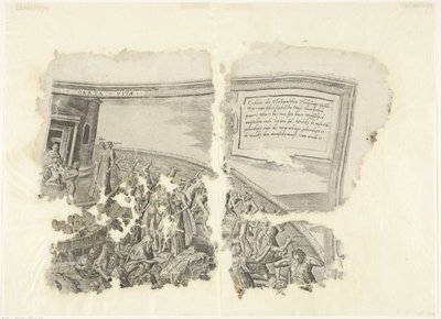 Canto superior direito de uma impressão da cena de Cebes
Tabula Cebetis Carta Vitae (título sobre o objecto) de Philips Galle
