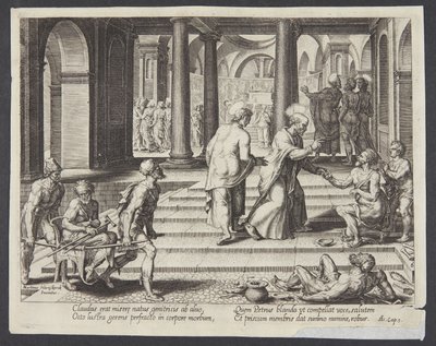 São Pedro curando o coxo no belo portão de Philips Galle