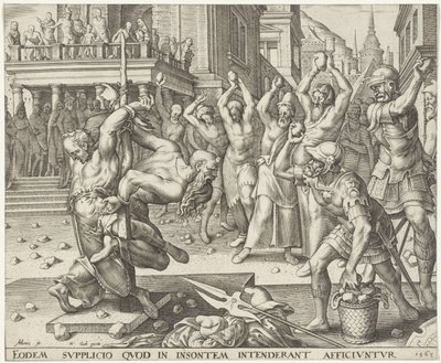 Apedrejamento dos anciãos História de Susanna (título da série) de Philips Galle