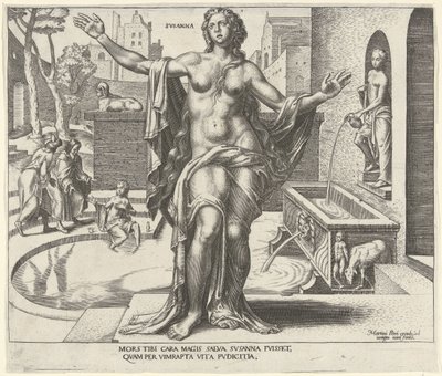 Susanna
Svsanna (título sobre o objecto)
Oito mulheres famosas do Antigo e do Novo Testamento (título da série) de Philips Galle