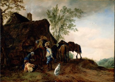 Paragem dos Cavaleiros numa estalagem de Philips Wouwerman