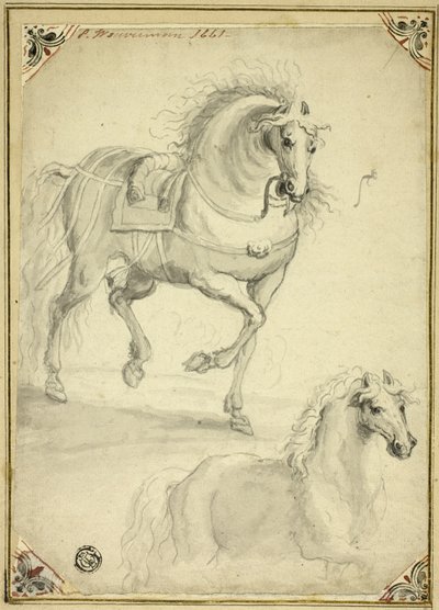 Dois esboços de um cavalo a trote de Philips Wouwerman