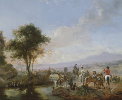 Um partido de Hawking (óleo no cobre) de Philips Wouwerman