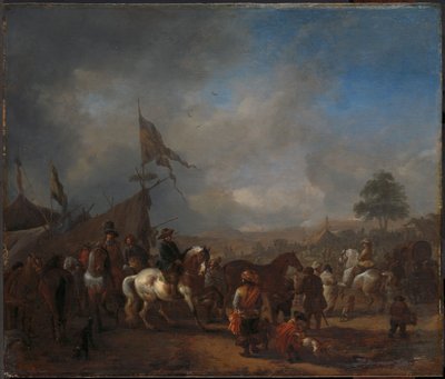 Uma feira de cavalos perto de um acampamento do exército, c.1665-1668 (óleo sobre painel) de Philips Wouwermans or Wouwerman