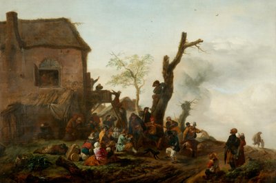 Companhia alegre antes de uma pousada de Philips Wouwermans or Wouwerman