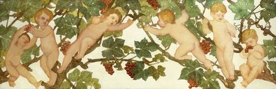 Putti brincando em um vinhedo de Phoebe Anna Traquair