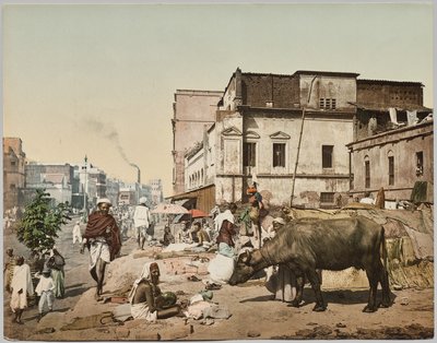 Índia. Calcutá. Harrison Road I com Grupo de Jogees, após foto do Dr. Kurt Boeck de Photoglob Co. (Zurich, active c. 1890 1910)