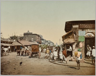 Índia. Calcutá. Upper Chitpore Road (A), após foto pelo Dr. Kurt Boeck de Photoglob Co. (Zurich, active c. 1890 1910)