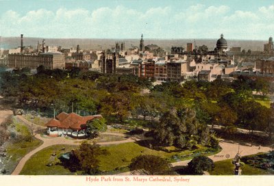 Hyde Park da Catedral de St Marys, Sydney (foto a cores) de Photographer Australian