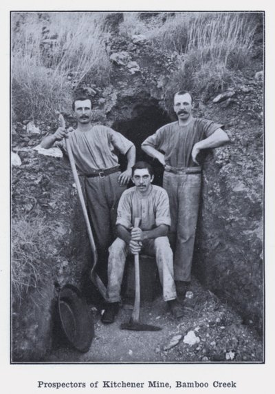Prospectores de Kitchener Mine, Bamboo Creek (foto a p/b) de Photographer Australian