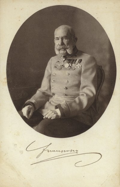 Imperador Francisco José I da Áustria (fotografia a preto e branco) de Photographer Austrian