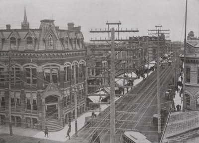 Dundas Street, Looking East, Londres, Ontário (foto a p/b) de Photographer Canadian