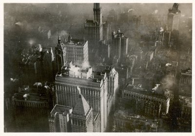 Foto aérea do centro de Manhattan, tirada da LZ 127 Graf Zeppelin, Nova York 1928 (foto a p-b) de Photographer German