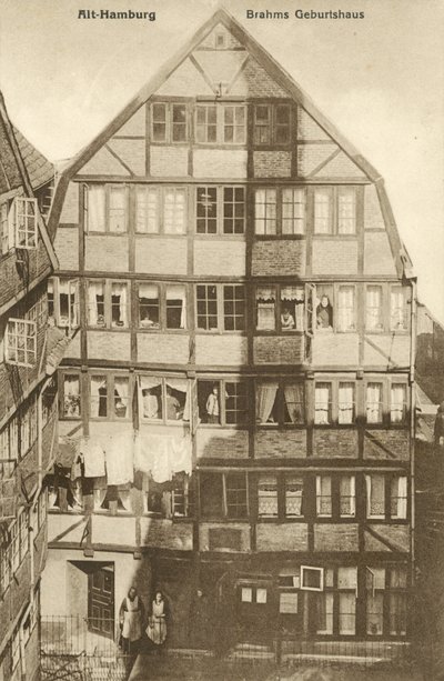 Local de nascimento de Johannes Brahms, Hamburgo, Alemanha (foto a p-b) de Photographer German