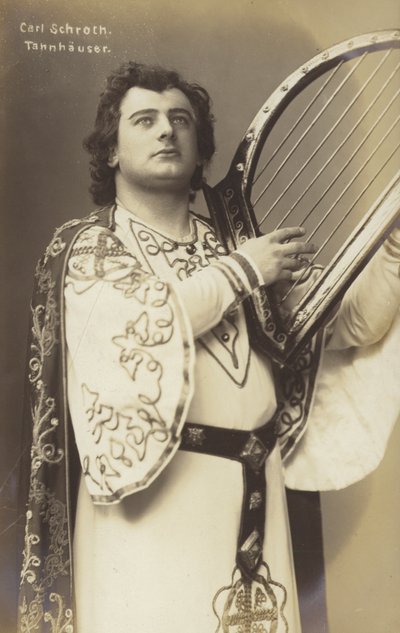 Carl Schroth, cantor de ópera alemão como Tannhauser (foto a p/b) de Photographer German