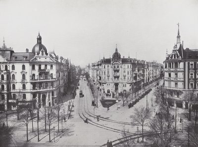 Charlottenburg, Kurfurstendamm, canto de Uhland- e Grolmann-Strasse (foto a p/b) de Photographer German