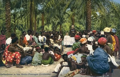 Culto cristão entre o povo Krobo em uma plantação na Costa de Ouro (foto colorida) de Photographer German
