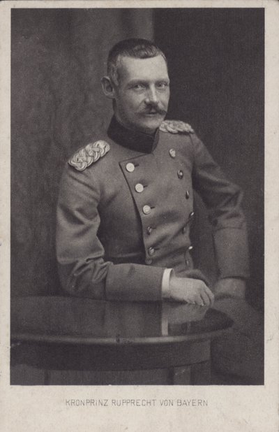 Príncipe herdeiro Rupprecht da Baviera, comandante militar alemão da Primeira Guerra Mundial (foto a p/b) de Photographer German